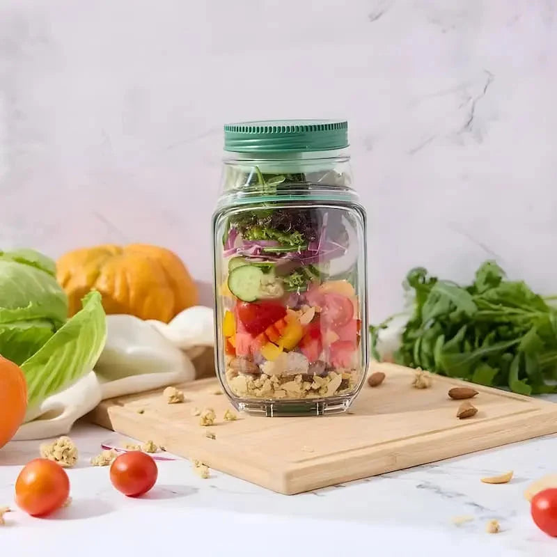 Glass Salad Container Airtight Screw Cap & Side Opening