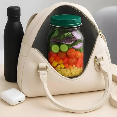 Glass Salad Container Airtight Screw Cap & Side Opening