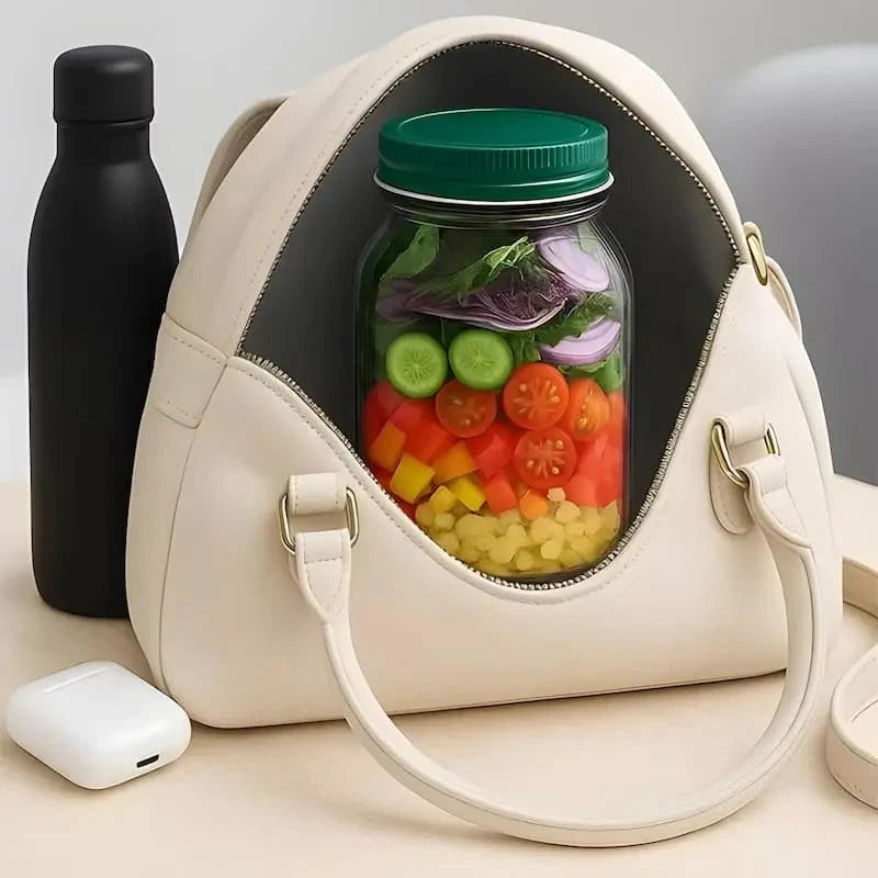 Glass Salad Container Airtight Screw Cap & Side Opening