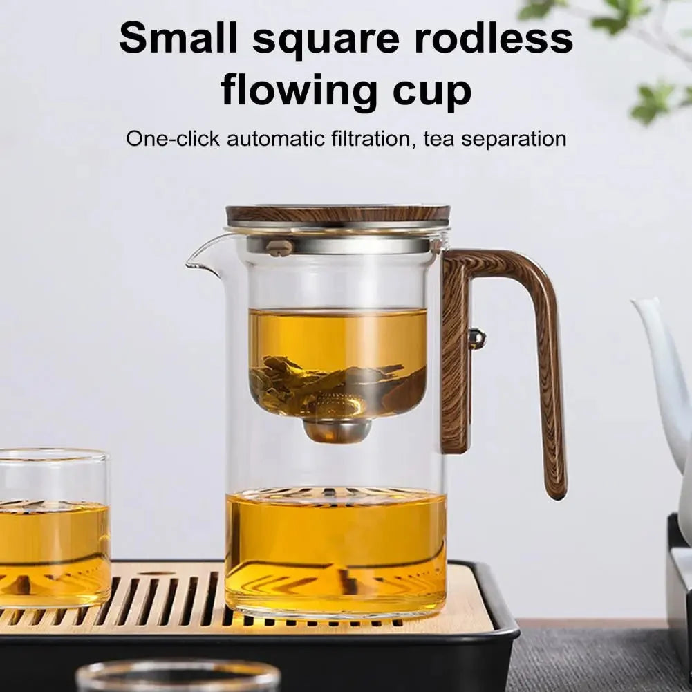 Glass Teapot Removable Fine Mesh Infuser & Wooden Handle