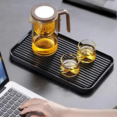 Glass Teapot Removable Fine Mesh Infuser & Wooden Handle