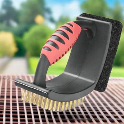 Grill Brush 3-In-1 No-Shedding Brass Bristles & Copper Scraper
