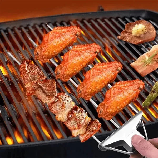 Grill Skewers Double-Prong Sliding Scraper Set of 3