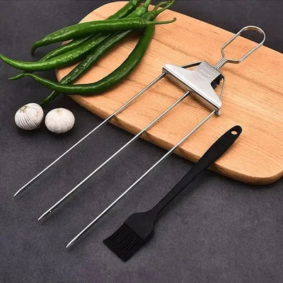 Grill Skewers Double-Prong Sliding Scraper Set of 3