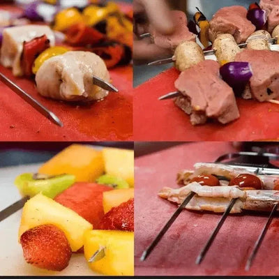Grill Skewers Double-Prong Sliding Scraper Set of 3