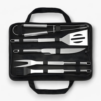 Grill Tool Set Stainless Steel Carrying Case Heat-Resistant Handles