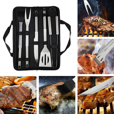 Grill Tool Set Stainless Steel Carrying Case Heat-Resistant Handles