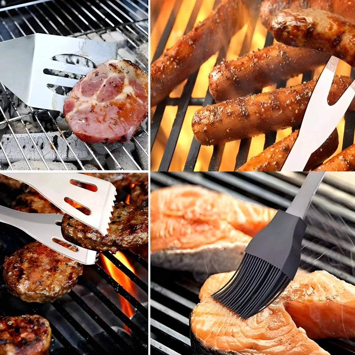 Grill Tool Set Stainless Steel Carrying Case Heat-Resistant Handles