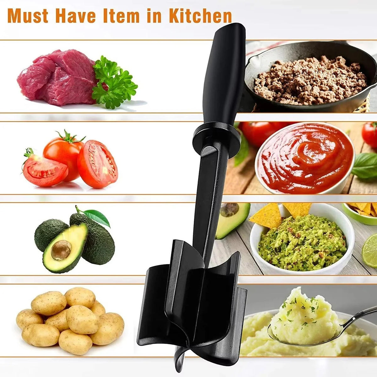 Ground Meat Chopper Five-Blade Heat-Resistant Nylon