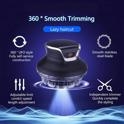 Hair Clipper Cordless 360-Degree Rotating Head Stainless Steel Blades