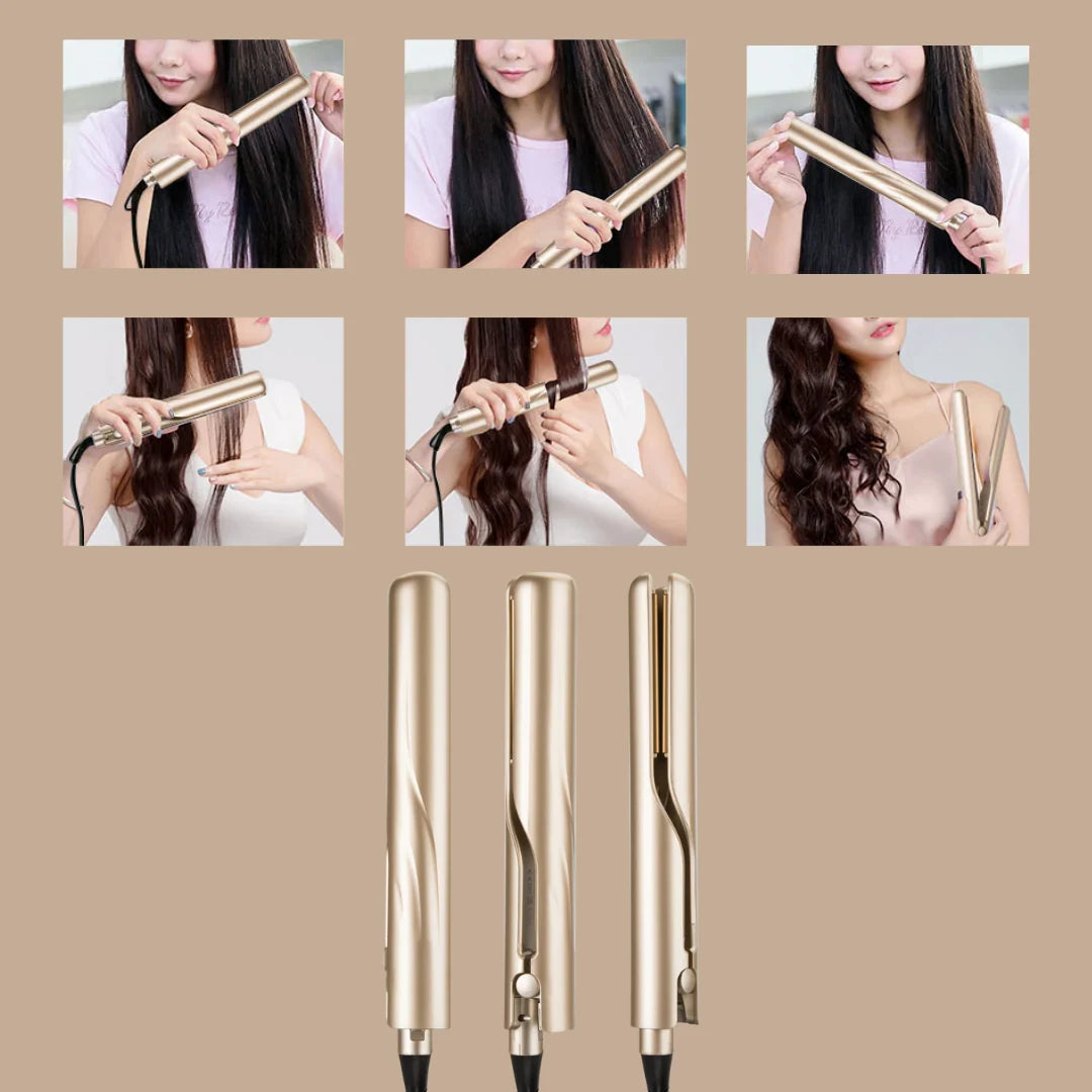 Hair Straightener & Curler Crystal Ceramic Plates Ionic Protection