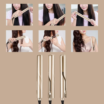 Hair Straightener & Curler Crystal Ceramic Plates Ionic Protection