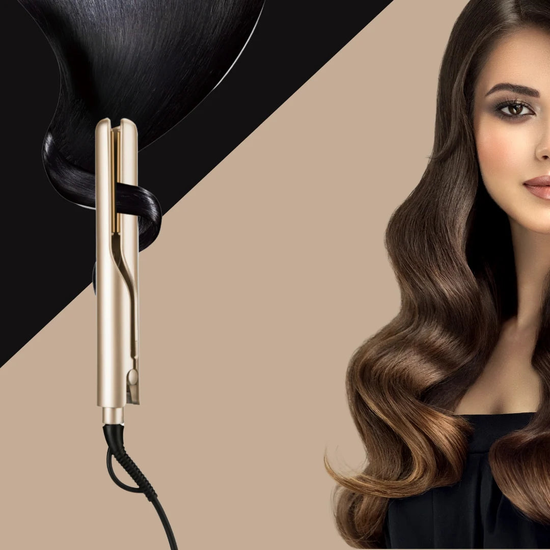 Hair Straightener & Curler Crystal Ceramic Plates Ionic Protection