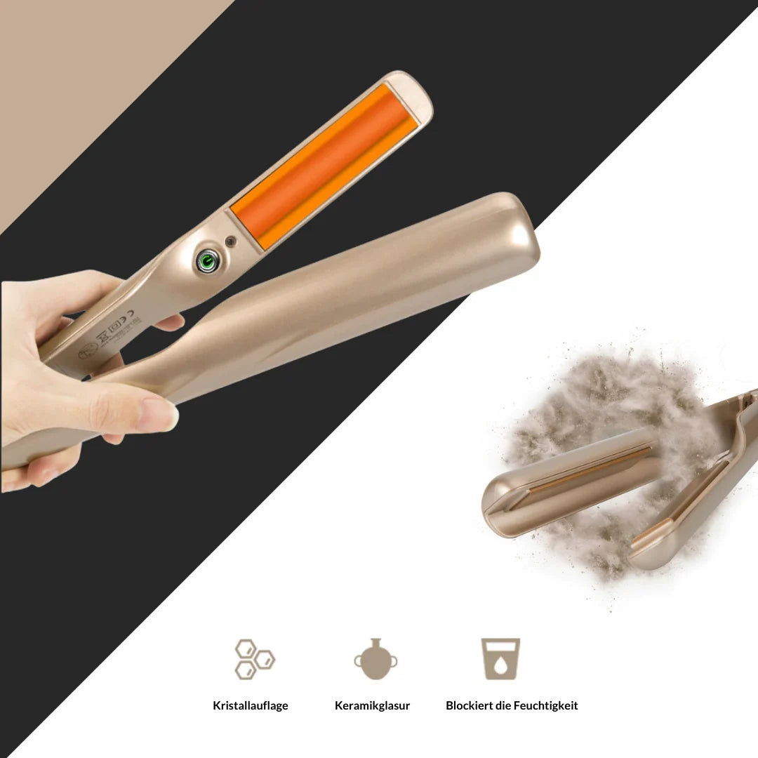 Hair Straightener & Curler Crystal Ceramic Plates Ionic Protection