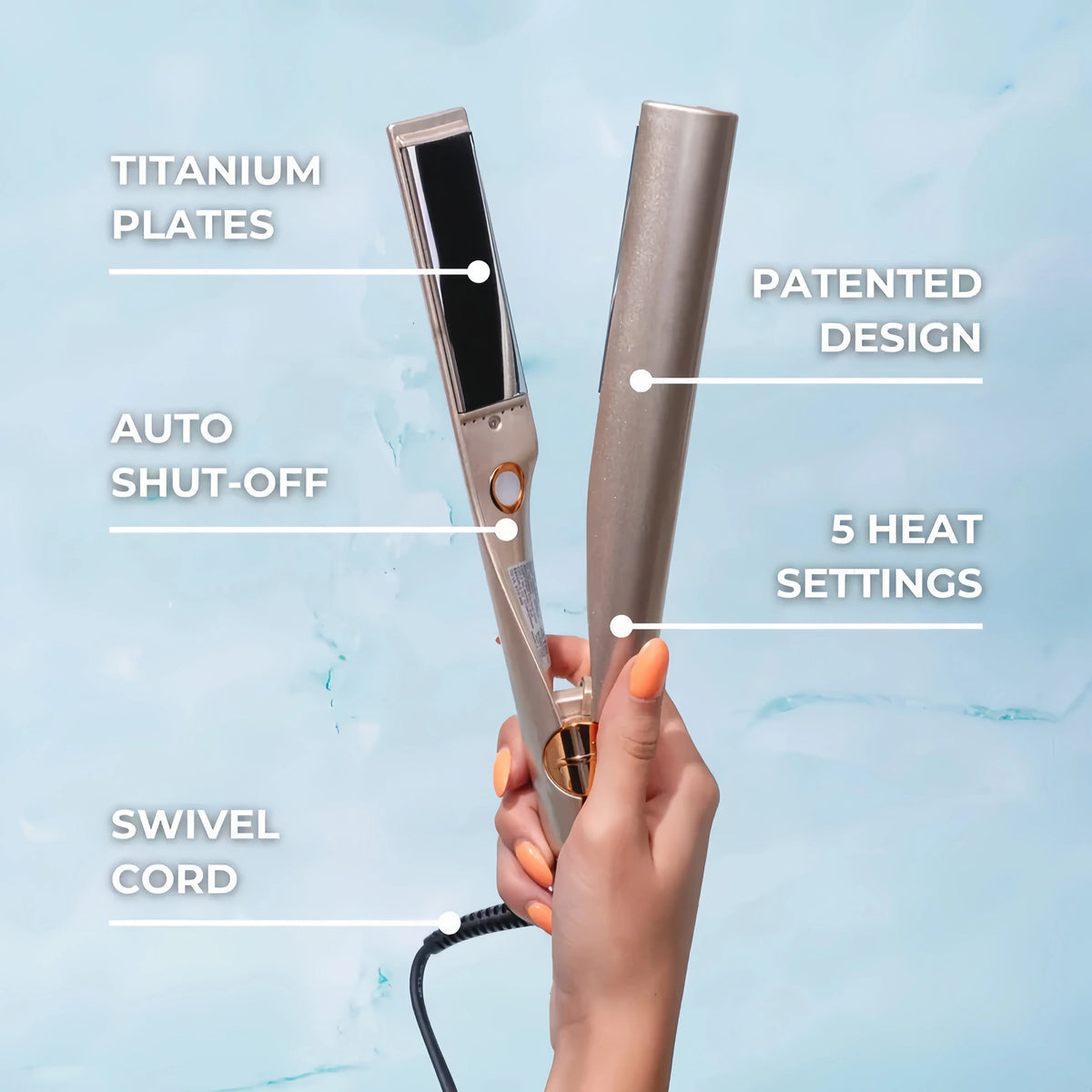 Hair Straightener & Curler Titanium Plates 5 Heat Settings