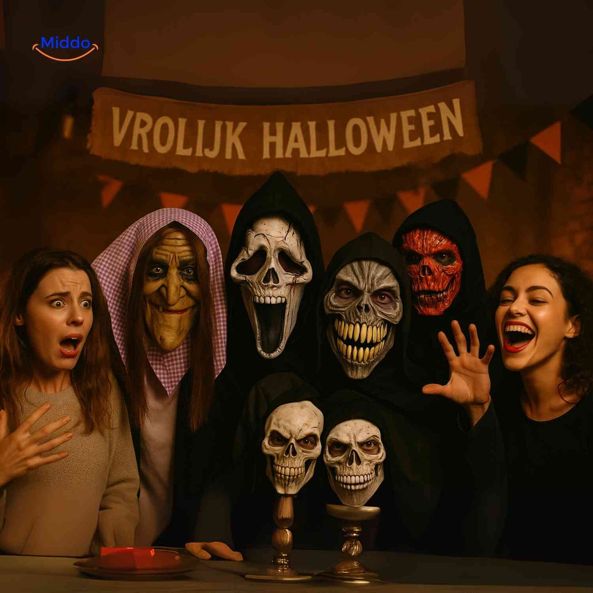 Halloween Mask Full Face Integrated Hood Breathable Visibility