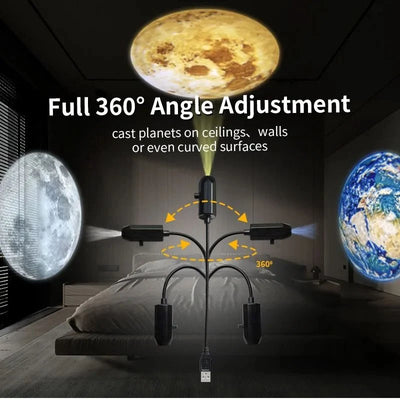 Halloween Projector Light USB-Powered 360-Degree Rotation Interchangeable Motifs