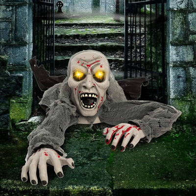 Halloween Prop Motion-Activated Glowing Eyes & Moaning Sounds
