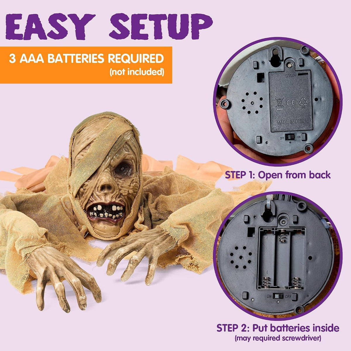 Halloween Prop Motion-Activated Glowing Eyes & Moaning Sounds