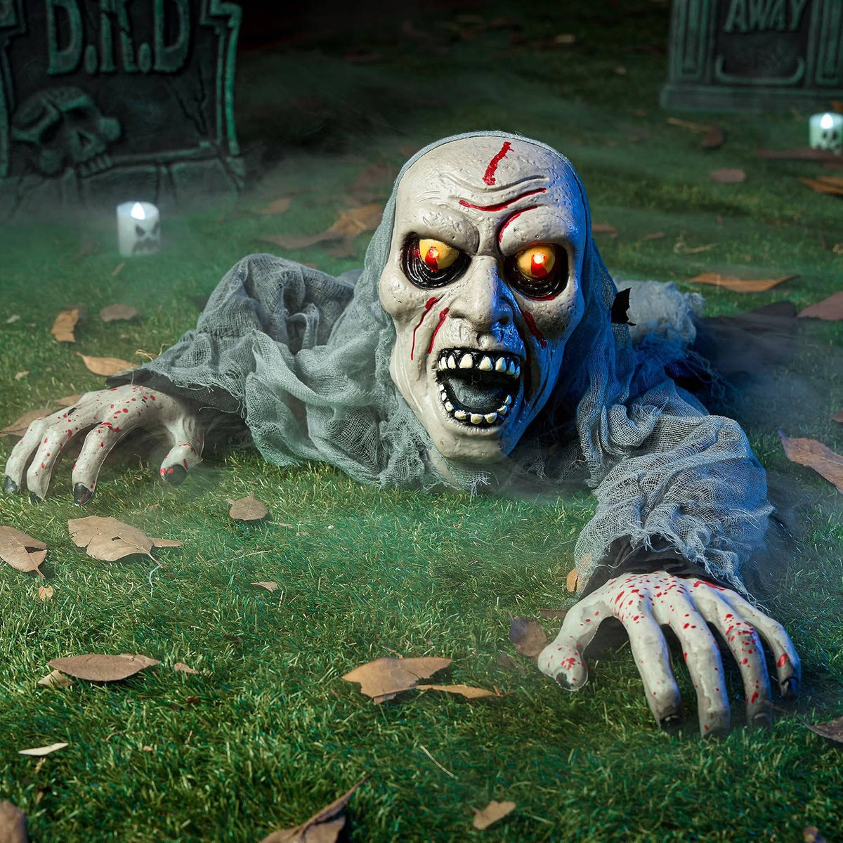 Halloween Prop Motion-Activated Glowing Eyes & Moaning Sounds