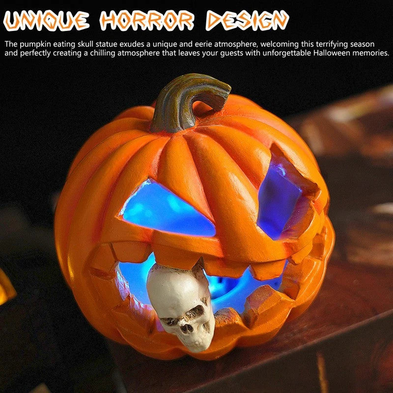 Halloween Pumpkin Ornament Resin Freestanding Skull Insert