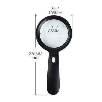 Handheld Magnifier 10X Magnification LED Light Ergonomic Handle