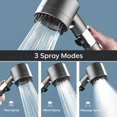 Handheld Shower Head 3 Spray Modes Built-In Filter