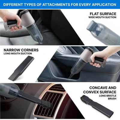 Handheld Vacuum Cordless Rechargeable Turbo Suction With Crevice Nozzle
