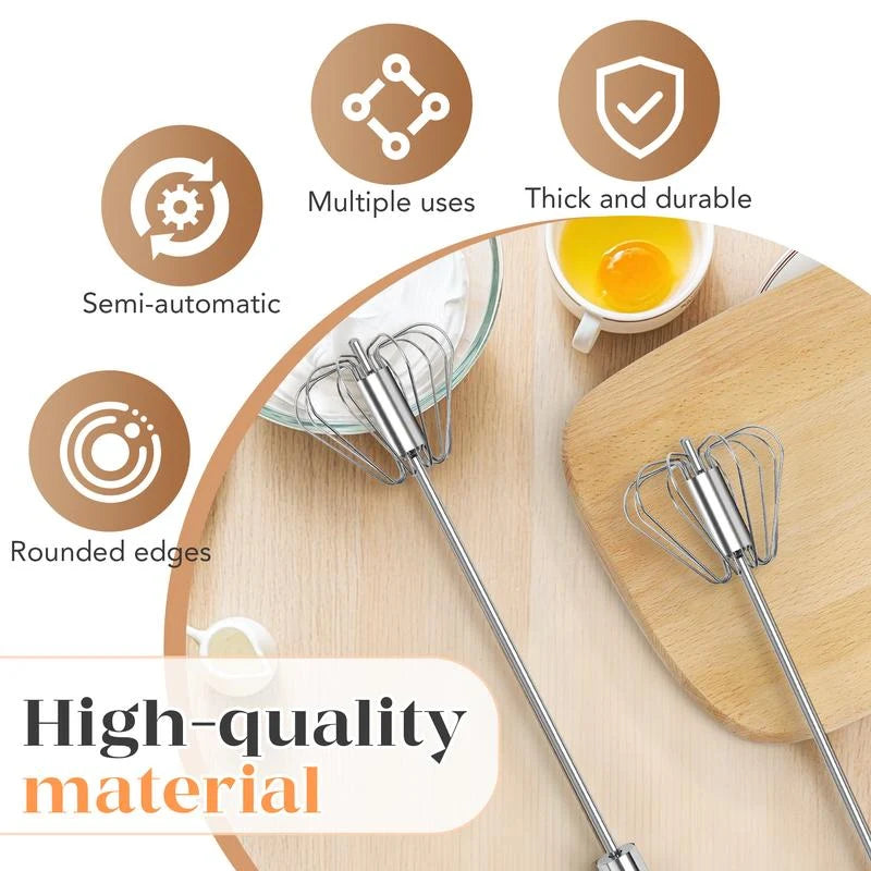 Handheld Whisk Spring-Powered Stainless Steel