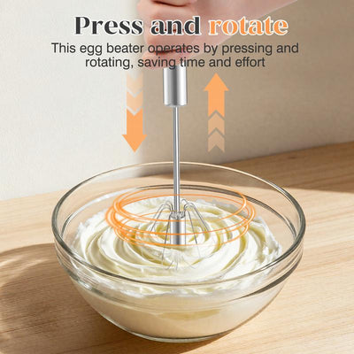 Handheld Whisk Spring-Powered Stainless Steel