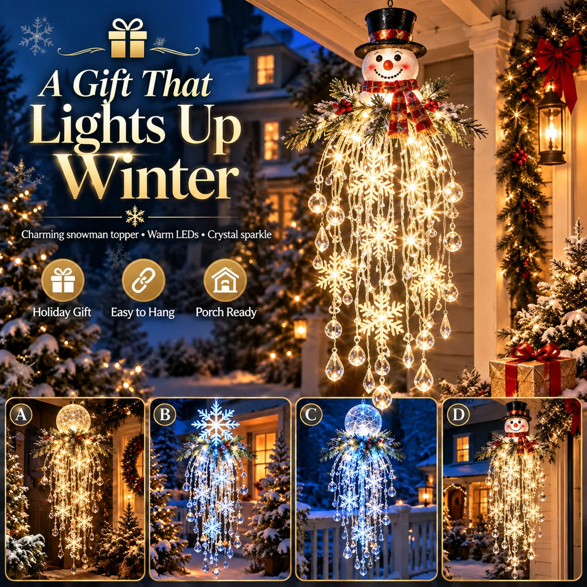 Hanging Christmas Light LED Cascading Crystal Accents