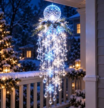 Hanging Christmas Lights Cascading LED Crystal Accents Battery-Powered
