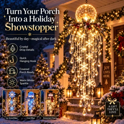Hanging Christmas Lights Cascading LED Crystal Accents Battery-Powered