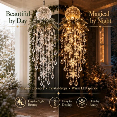 Hanging Christmas Lights Cascading LED Crystal Accents Battery-Powered