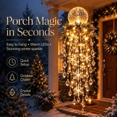 Hanging Christmas Lights Cascading LED Crystal Accents Battery-Powered