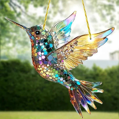 Hanging Light Catcher Multicolor Reflective Bird Silhouette