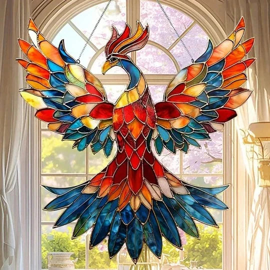 Hanging Light Catcher Multicolor Reflective Bird Silhouette