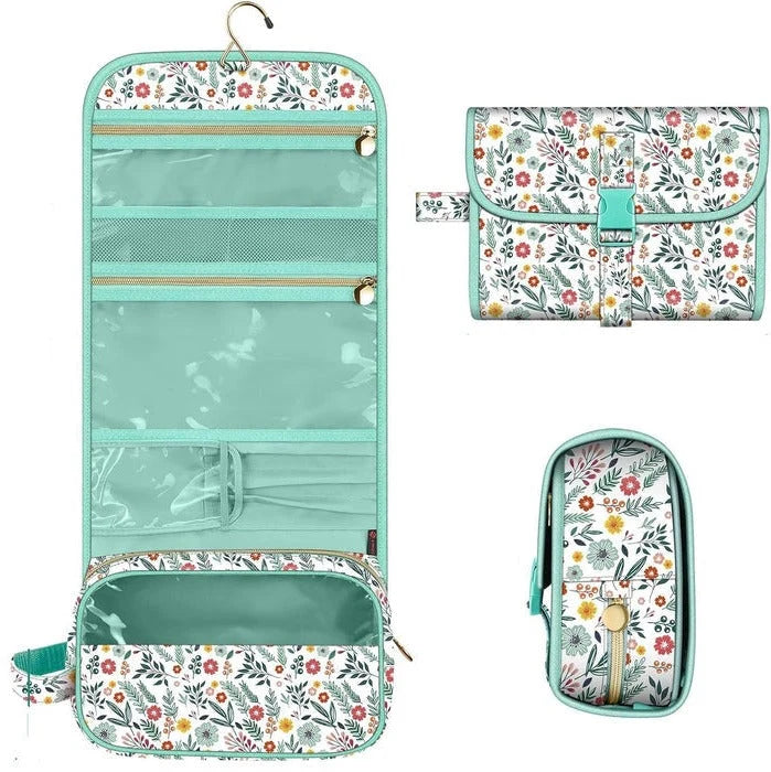 Hanging Makeup Organizer Water-Resistant Transparent Panel Four Compartments