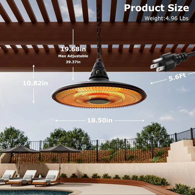 Hanging Patio Heater 1500W Infrared Remote Control