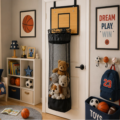 Hanging Storage Organizer Wooden Backboard Basketball Design