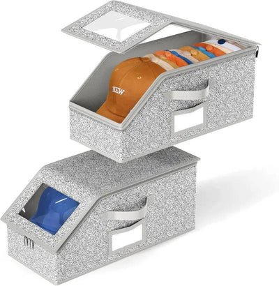 Hat Storage Box Stackable Shape-Safe 24-Hat Capacity