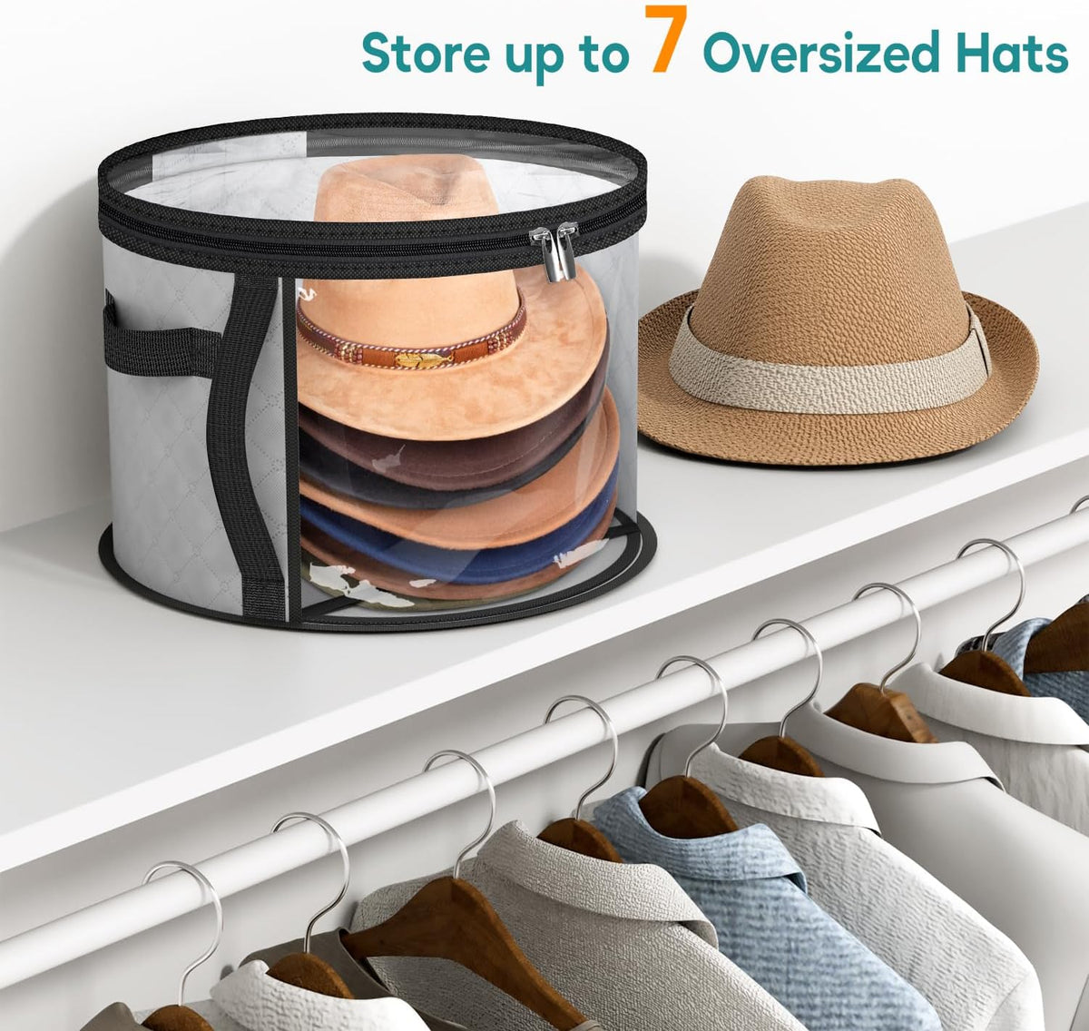 Hat Storage Organizer Clear Panels Holds 5–7 Hats