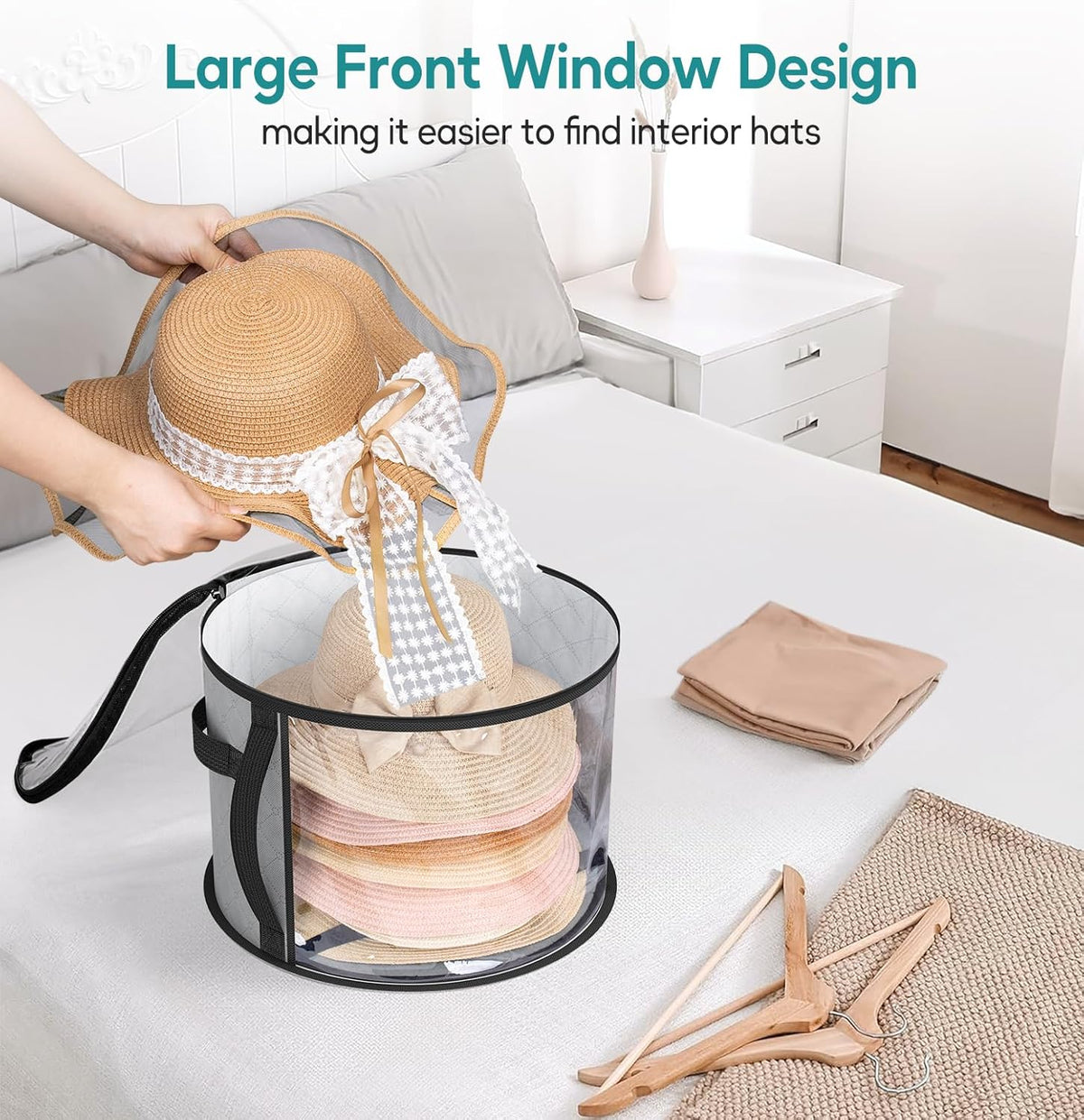 Hat Storage Organizer Clear Panels Holds 5–7 Hats