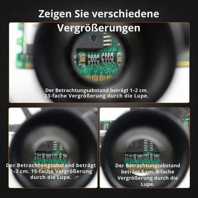 Head-Mounted Magnifier Hands-Free 8x 15x 23x LED