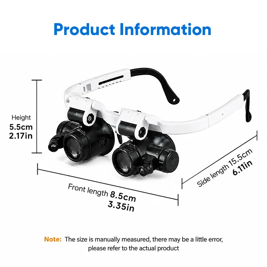 Headband Magnifier 8x 15x 23x LED Lights