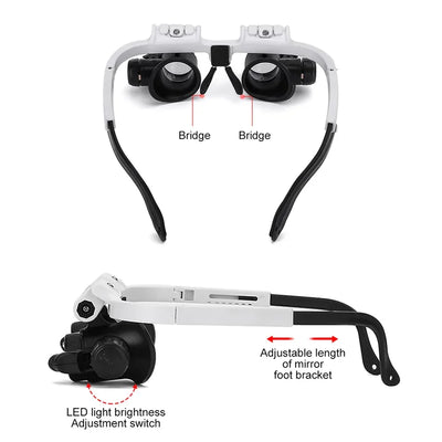 Headband Magnifier 8x 15x 23x LED Lights