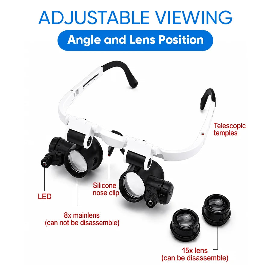 Headband Magnifier 8x 15x 23x LED Lights