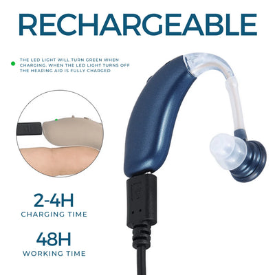 Hearing Amplifier Rechargeable Noise-Cancelling Discreet Behind-the-Ear
