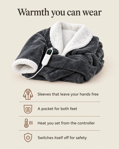 Heated Blanket Coat Full-Length Sleeves & Foot Pocket