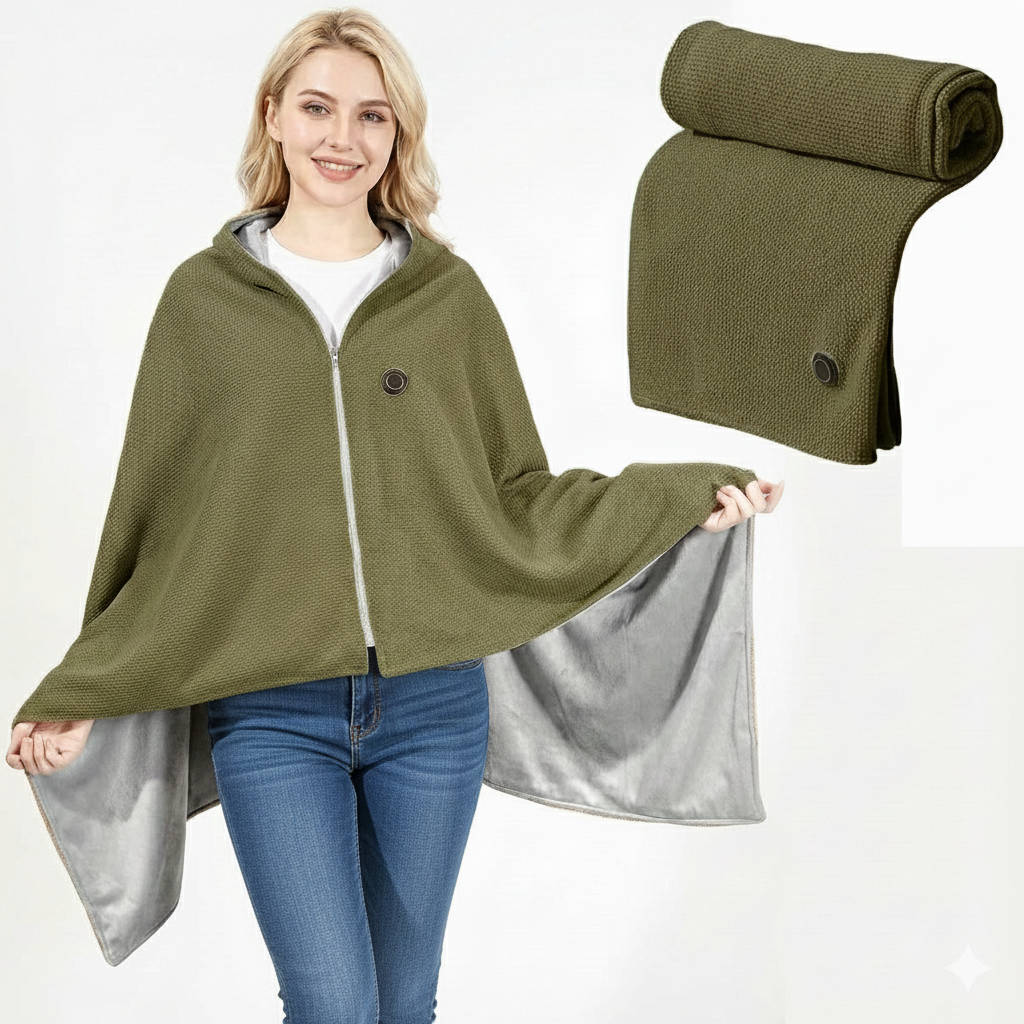 Heated Blanket Wrap USB-C Powered Zippered 3 Heat Settings